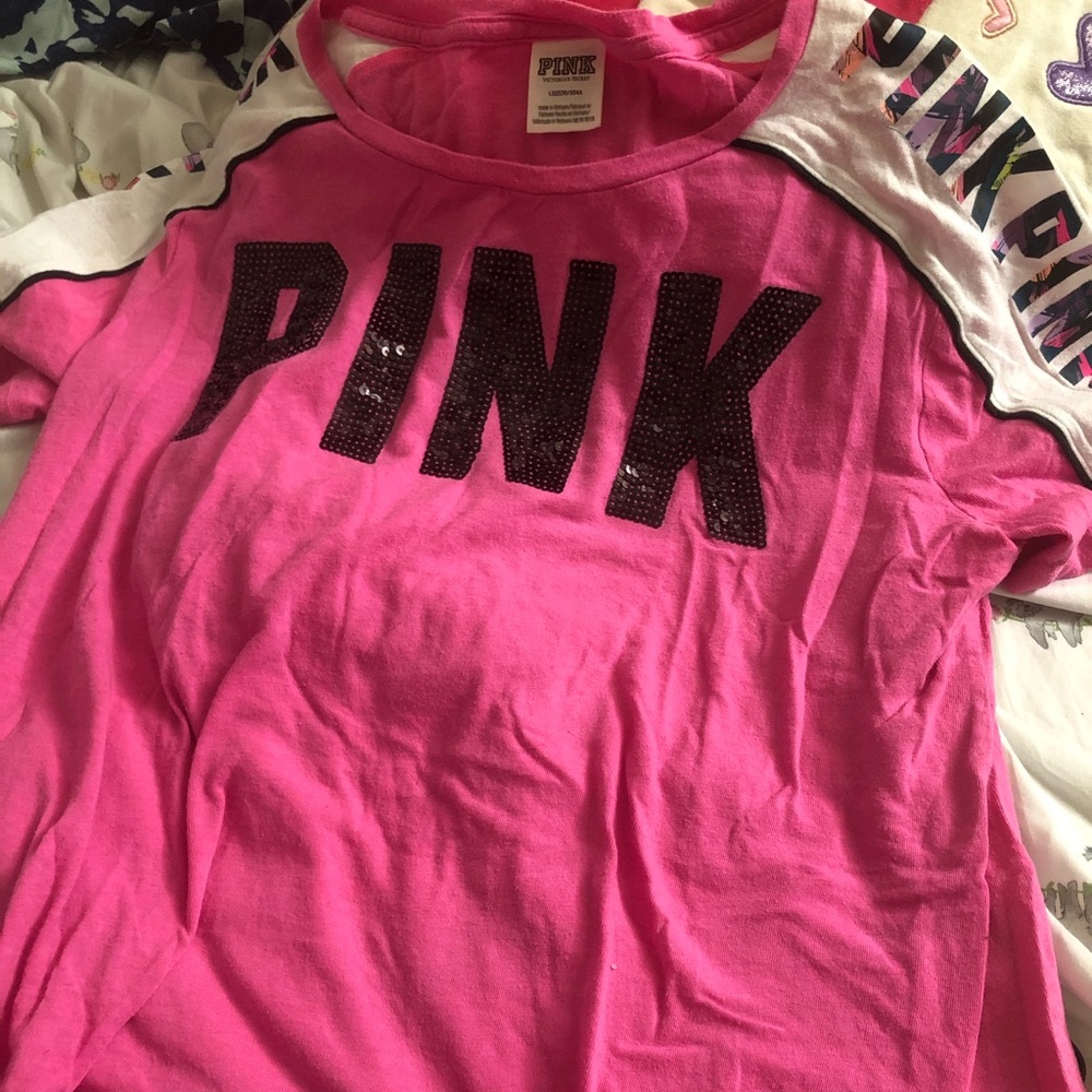 PINK Victoria Secret bedazzled short sleeve shirt